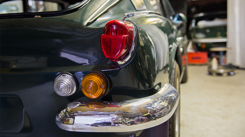 Collector car sitting in a garage