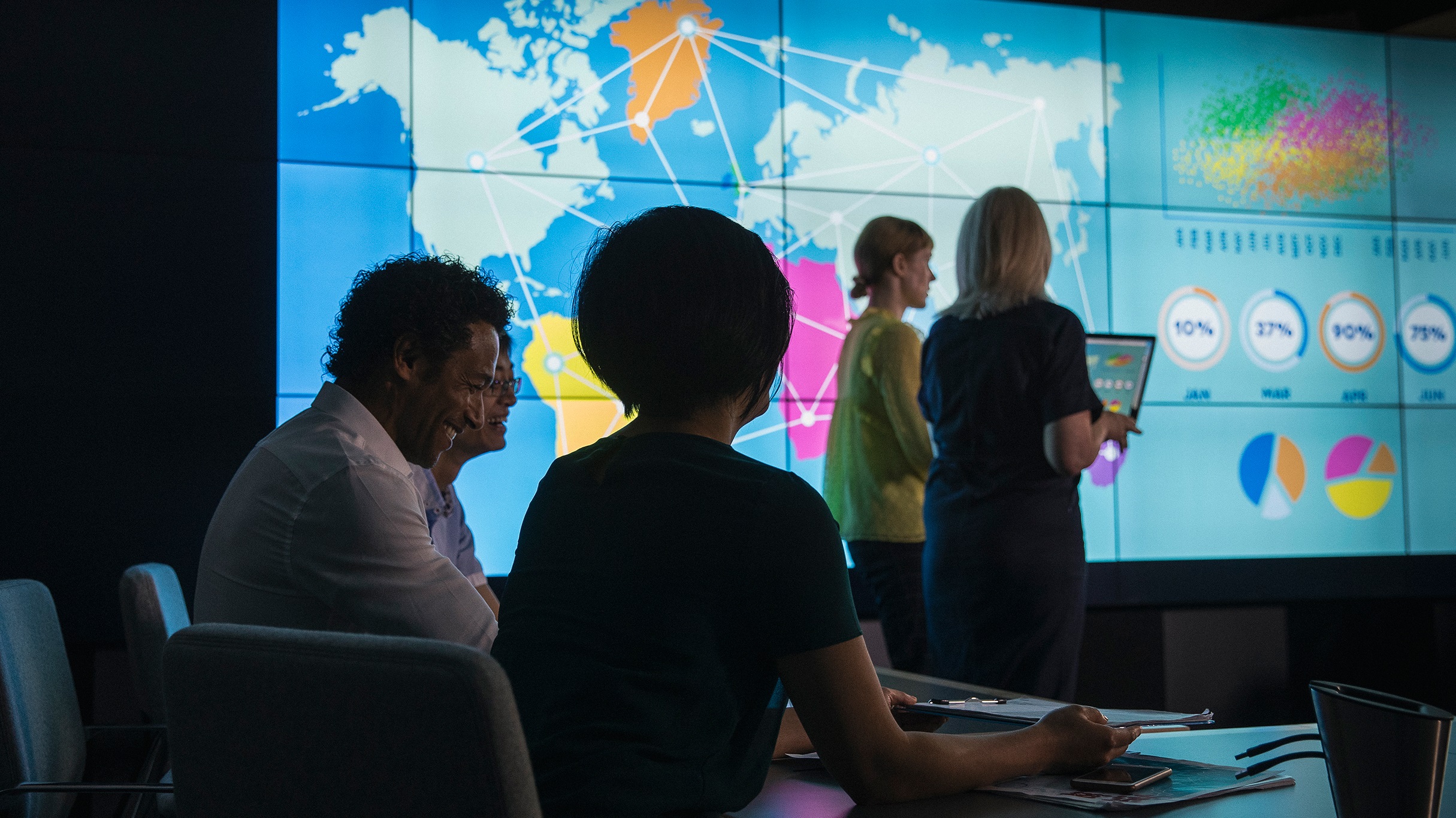 Meeting with business data presentation