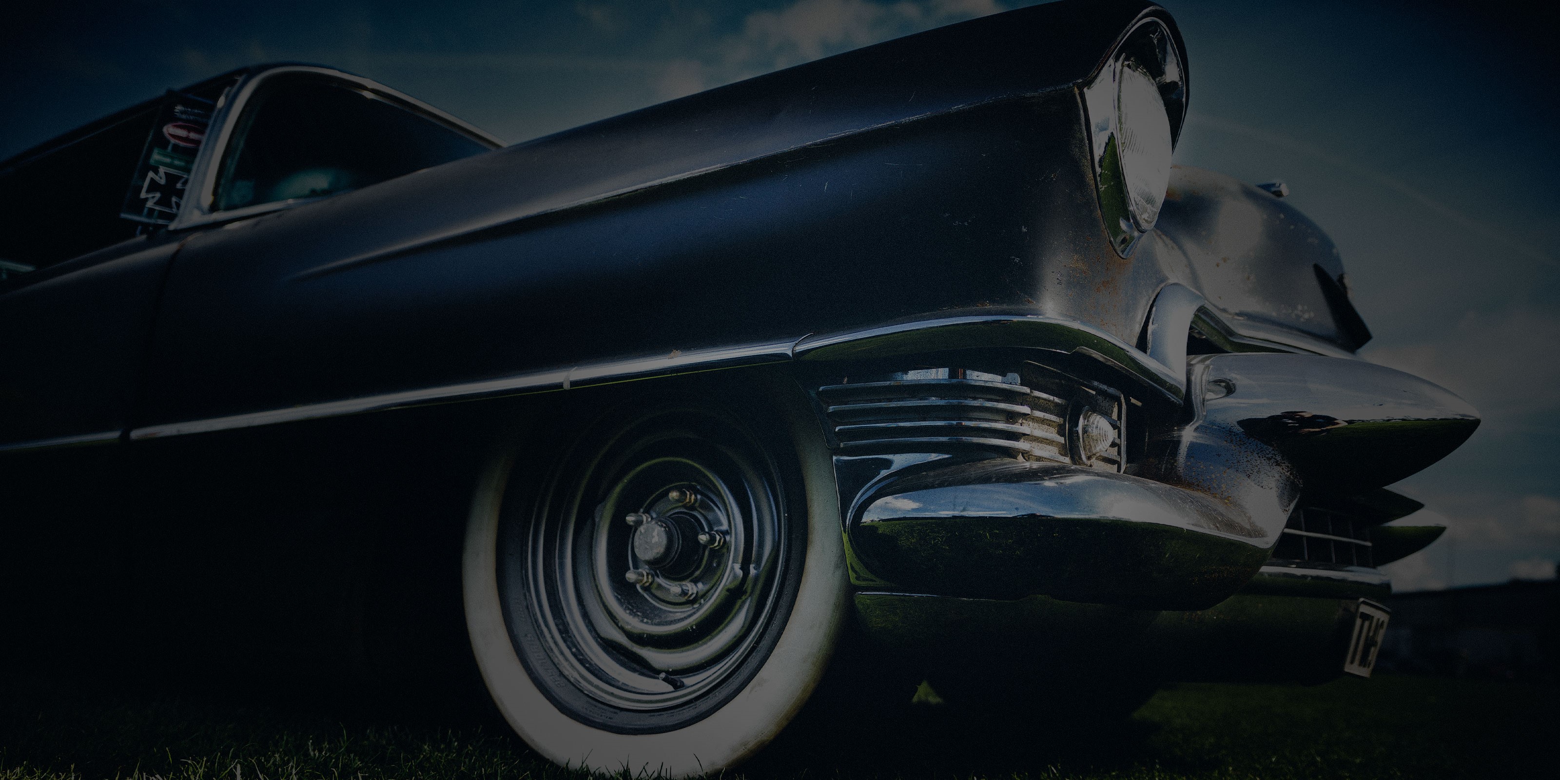 Close up of right front wheel collector car